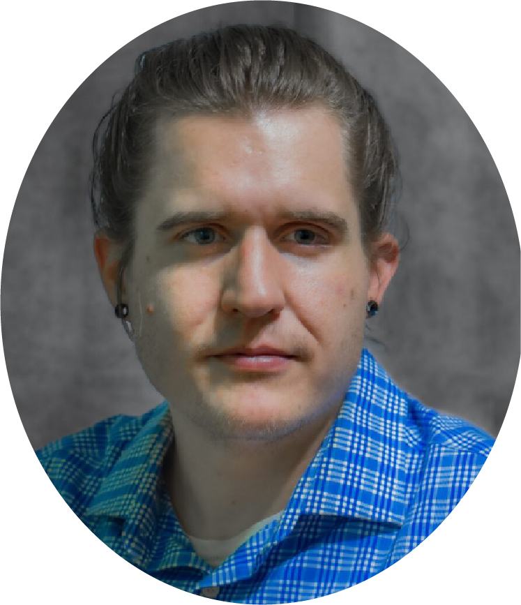 B. Moseley Professional Portrait. Man wearing button up shirt. Web & Graphic Design Expert.