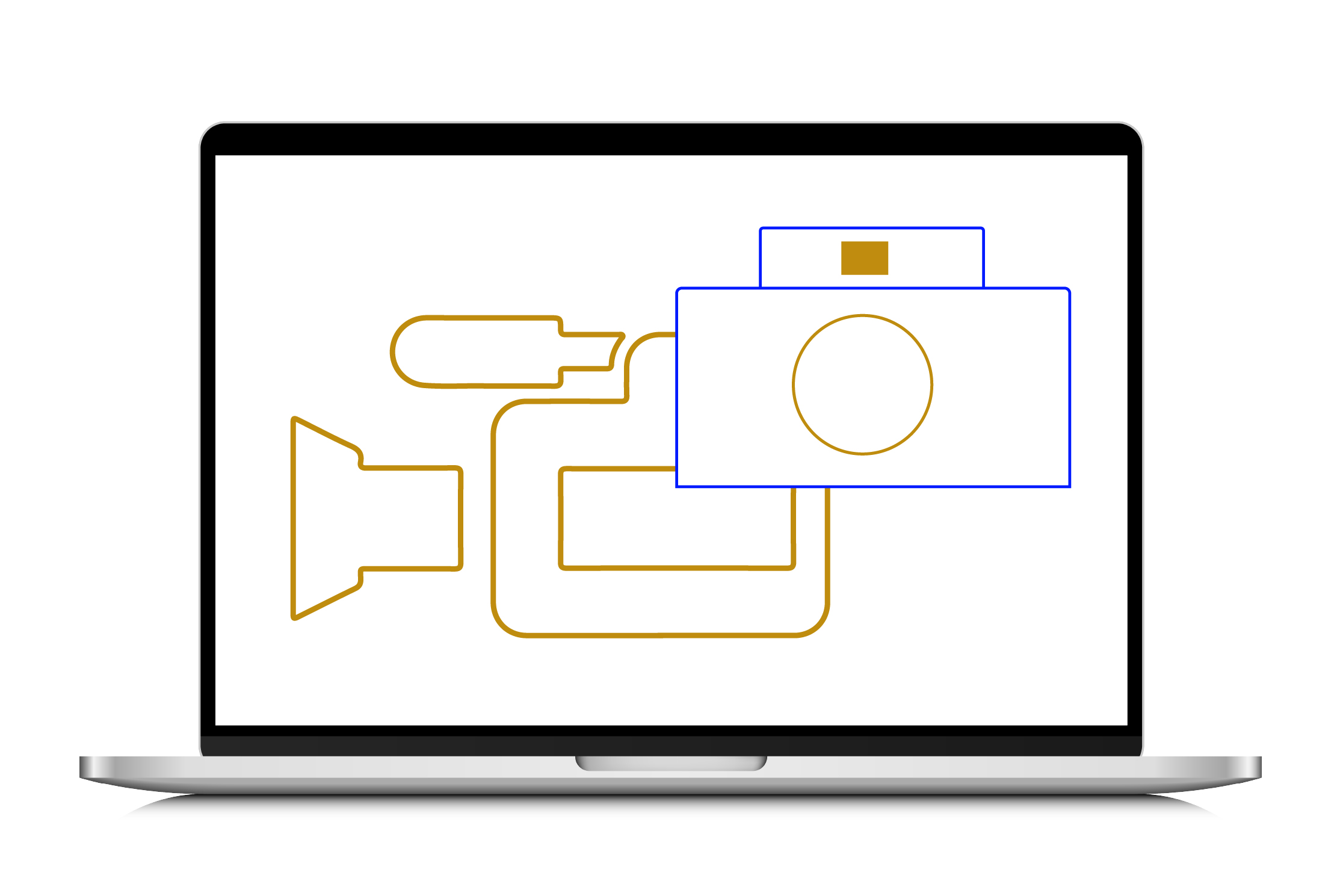 Photography/Video Services Icon for Digi Design Group. A simple drawing of a Video camera and Digital Camera.