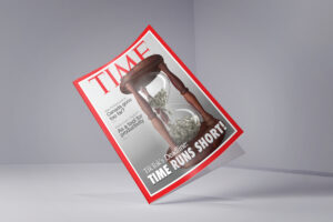 Time Magazine Cover Mockup in the air