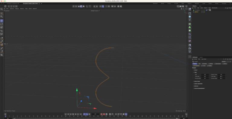 Cinema 4D Software Screenshot of hourglasss in progress