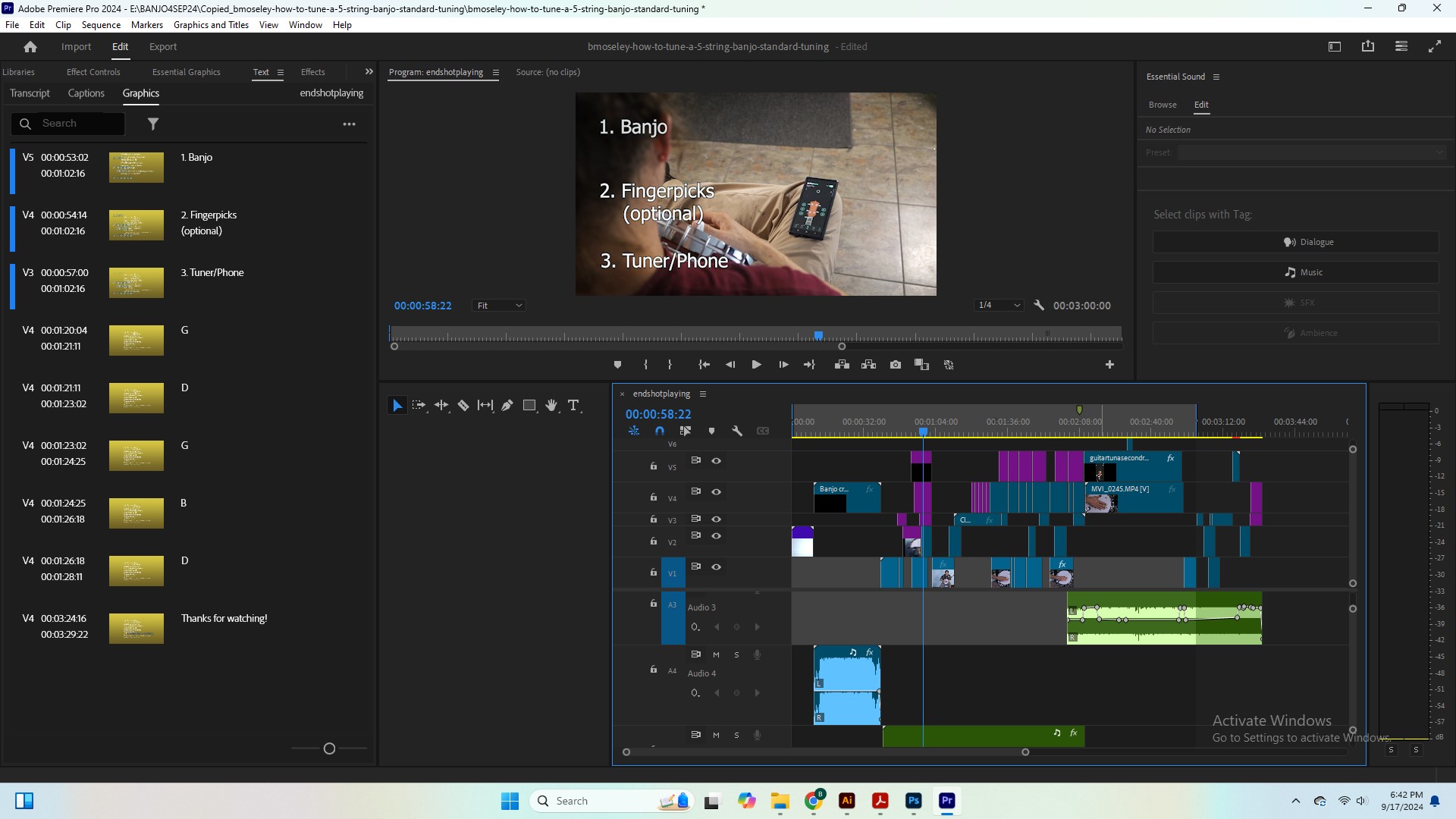 adobe-premiere-screenshot-of-behind-the-scenes-of How-to-tune-a-five-string-banjo-digi-design-group