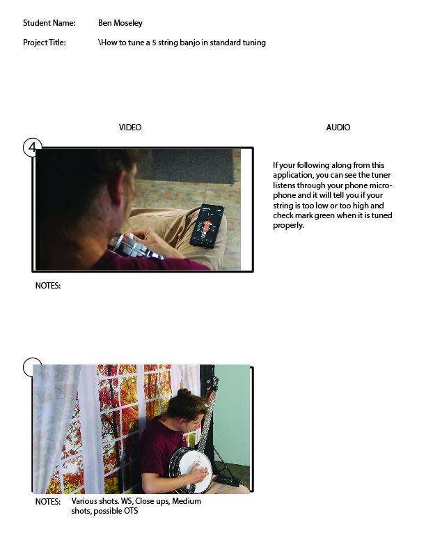 How to tune a five string banjo storyboard. Page 3. Made by Digi design group.