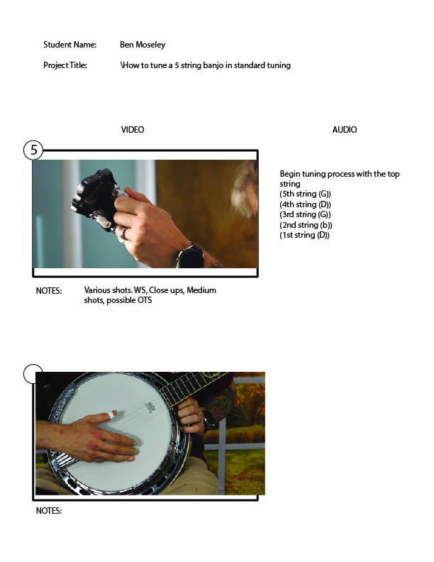 How to tune a five string banjo storyboard. Page 4. Made by Digi design group.