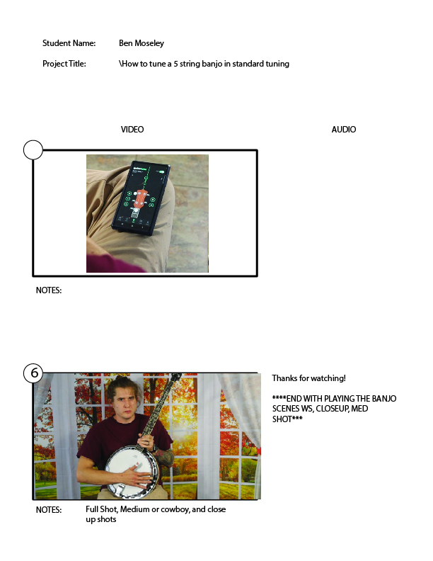 How to tune a five string banjo storyboard. Page 5. Made by Digi design group.