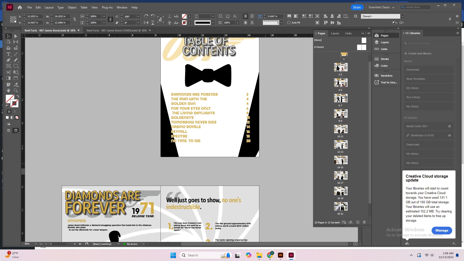 Bond Trivia Book in InDesign